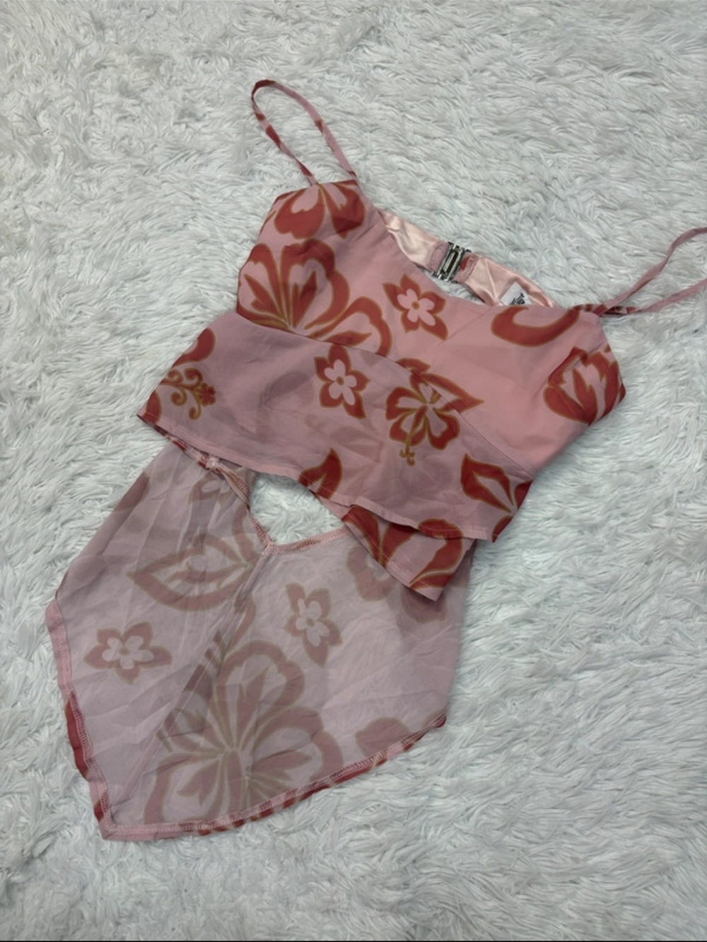 Tiger mist floral orange and pink top